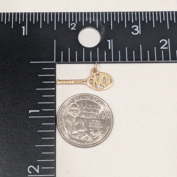 Rare-Retired 14K Gold James Avery Tennis Racket "LOVE" Charm/Pendant - Picture 10 of 11